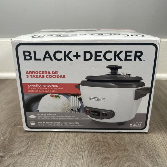 Black + Decker 3 Cup Electric Rice Cooker with Keep-Warm Function White RC503 - Picture 3 of 6